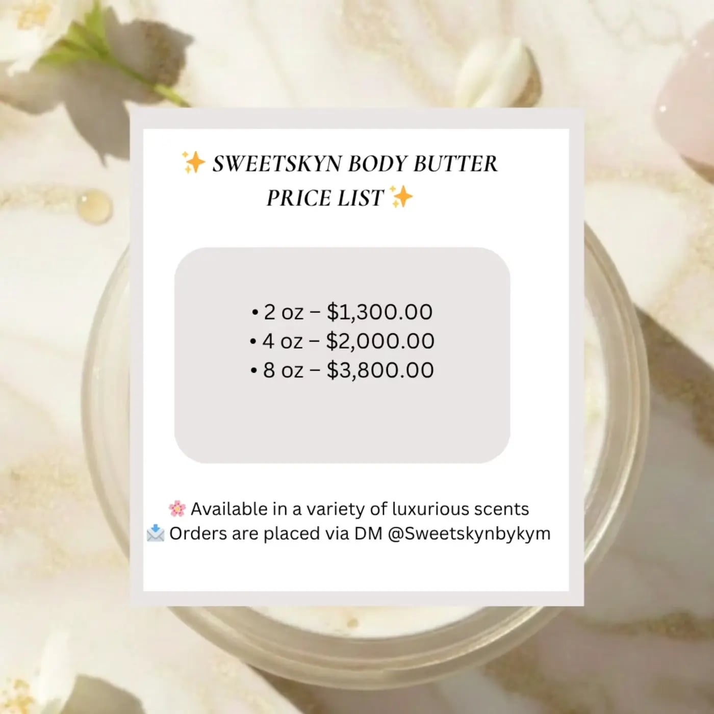 SweetSkyn natural body butter jar — signature line