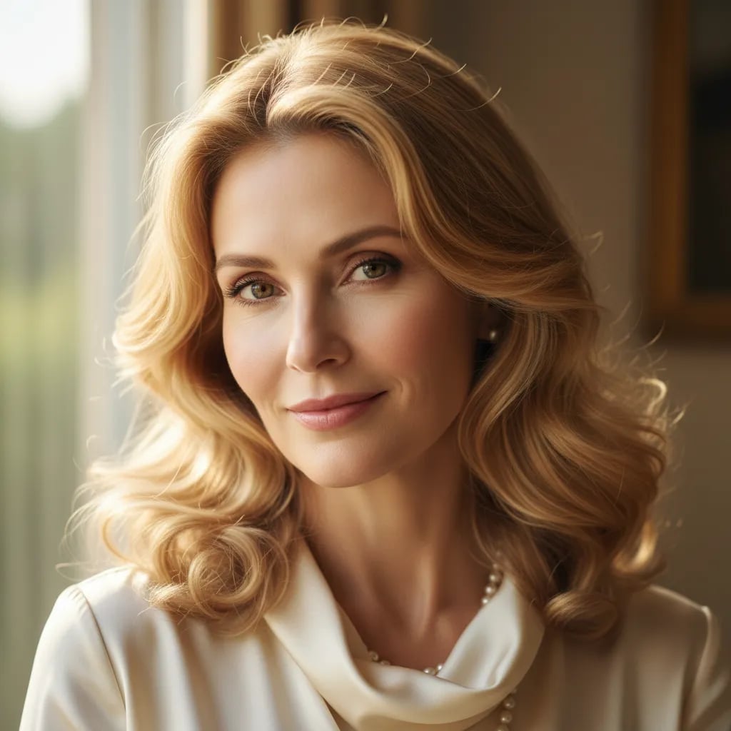 Sofia, woman with elegant features, soft natural light portrait